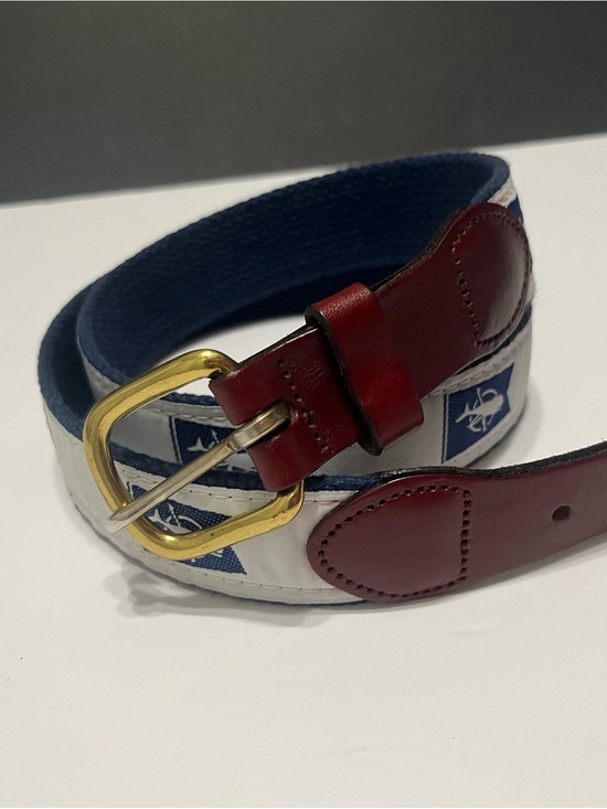 Other - Nautical  Canvas Belt with Brown Leather Trim size 34